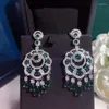 Dangle Earrings Luxury S925 Emerald Flower Tassel Earring AU750 5A Zircon 18K Gold Drop For Women Wedding Fine Jewelry