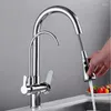 Keukenkranen kraan uittrekken messing water tap direct drinken drie manieren gootsteen mixer purifier