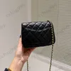 Classic Lambskin Mini Square Flap Quilted Bags Brush Gold Ball Diamond Matelasse Hardware Metal Chain Purses Womens Designer Multi Pochette Handbags 17/20CM