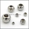 Métaux 50pcs / lot perles rondes en acier inoxydable Sier couleur 2 3 4 5 6 7 8 mm avec grand trou espace européen pour bijoux à bricoler soi-même 1569 Q2 Otkz4