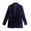 Costumes pour femmes Blazers velours Blazer femmes Vintage bleu femme automne 2022 à manches longues bouton veste tenue de bureau élégant femme costume