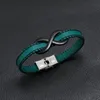 Infinity charm armband för män modedesign svart 8 nummer symbol pu läder wrap armband smycken tillbehör brun grön enkel rostfritt stål armband gåvor