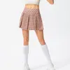 Short de course femme jupe de Tennis avec jupes à carreaux taille haute Style coréen grande taille Yoga sous poche extensible danse courte