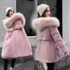 Trenchs pour femmes col en fourrure à capuche vêtements pour femmes vêtements de neige longues Parkas veste d'hiver poches doublure en peluche épaissir manteau haut