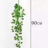 Dekorativa blommor 90 cm konstgjorda vinrankor som hänger murgröna gröna blad kransar Radish Seaweed Gruva Fake Home Garden Wall Party Decora