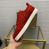 Top mens stylish studded shoes handcrafted real leather designer rock style unisex red soles shoes luxury fashion womens diamond encrusted casual shoe 00074