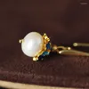 Baumeln Ohrringe Mode Natürliche Weiße Süßwasser Perle Gold Farbe Frauen Haken Hochzeit Schmuck Geschenke Party Zubehör