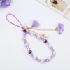 Trendy Beads Chain Mobile Phone Lanyard Short Cord for Key Crystal Bracelet Phone Case Flower Pendant Anti-lost Wrist Straps