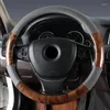 Steering Wheel Covers Wood Grain Car Cover PU Leather Luxury Universal Auto Protector 38CM/15" Anti-Slip Breathable