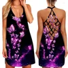 Casual Kleider Sommer Schmetterling Print Kleid Frauen Vintage Mini Weibliche Sexy Criss-Cross Backless Slip Strand Sommerkleid XS-8XL