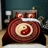 Set di biancheria da letto Set copripiumino Yin Yang per ragazza ragazzo Bambini Cultura antica cinese Arte Consolatore in poliestere Motivo decorativo per pettegolezzi