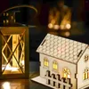 Christmas Decorations 1Pc Wooden Desktop Ornament Luminous House Decoration Decorative Prop