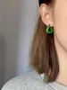 Boucles d'oreilles créoles triangulaires, petites et épaisses, vertes, blanches, marron, beiges, en émail pour femmes