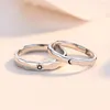 Bagues de cluster Modèle de vague Sun Moon Couples Bague Mode Réglable Une paire Amant 925 Argent Plaqué Bijoux Cadeau Saint Valentin