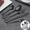 Zestawy naczyń stołowych 1PC Western Cutlery Stwardle stołowe ze stali nierdzewnej czarny łyżka widelca Kolacja