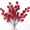 Decorative Flowers 10PCS Christmas Red Berries Artificial Pine Branches Holly Berry DIY Xmas Tree Decoration For Home Noel Wreath Ornament