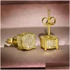 Stud Choucong Hip Hop Earring Vintage Jewelry 925 Sterling Sier Yellow Gold Fill Pave White Sapphire Cz Diamond Sparkling Women Me231y