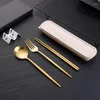 Dinnerware Sets 304 Tableware Set Portable Cutlery High Quality Stainless Steel Fork Spoon Travel Flatware With Box