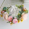Headpieces Rose Flower Wreath Crown Festival pannband Kvinnor H￥rtillbeh￶r Huvudbonad flicka Garland Br￶llop Bride Poshoot huvudbonader