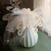 Facinadores de chapéus de casamento de cabeças de casamento para femininas chapas de malha de linho femininas Chapeau de moda Femme Luxe Femme Luxe