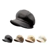 القبعات القبعات للنساء شتاء امرأة قبعات القبعات القبعات سميكة الفراء الصلبة قهوة سوداء خمر Sboy Cap Chapeau Femme