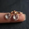 Stud Earrings Original Silver Diamond Natural Chalcedony Egg Round Elegant Charm Creative Retro Jeweler