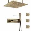 Antique Brass Bath & Shower System Accessories Temperature Sensitive LED Rainfall Bathroom Shower Faucet Set