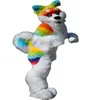Halloween Rainbow Husky Dog Wolf Fox Mascot Costume Fursuit Suits Party Dress Outfits kläder Xmas påsk vuxna storleken