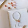 Pendentif Colliers Femmes Mode Collier Collier Bracelet Sweet Girl Peach Gold Clavicule Chaîne Naturel Agate Pierre Cristal Bijoux Se Dhtge