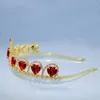 Headpieces Fashion Luxury Wedding Crown Tiara Girl Red Heart Headband Accessories Bridal