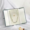 Vintage Double Open Ring Necklace Box Velvet smycken Förpackningslådor Pearl Neckor Presentfodral Smycken Display Organizer