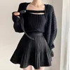 Kadın Sweaters Sonbahar Kış Seksi Kadın Kazak Kare Kare Elastik Triko Kız için Sevimli Kız Elegant Moda Yün Külot Üstler 24102