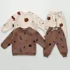 Одежда набор модных флис детское потное костюм зима теплое 2 шт. Девочная одежда