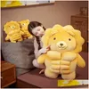 Plush Dolls Cute Bread Big Muscle Bear Lion Pig Doll Boyfriend Healing Pillow Girlfriend Birthday Gift 220329 Drop Delivery Toys Gif Dhk0A