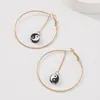 Hoop Earrings SRCOI Cool Big Circle Rounds Hoops With Tai Chi Coin Pendant Classic Balance Yin Yang Retro Creative Women Jewelry