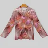 Мужские поло в абстрактном бабочке повседневные рубашки поло в фантазии фрактальные художественные футболки с длинным рукавом дизайнерская рубашка весна ретро негабаритная одежда подарок