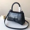 Alligator timglasv￤ska crossbody halvm￥ne v￤ska handv￤skor pursar svarta handv￤ska damer axelv￤skor pl￥nb￶cker riktiga ￤kta l￤der323l