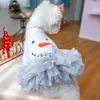 Abbigliamento per cani PETCIRCLE Vestiti Bellissimo pupazzo di neve Abito in garza per cuccioli di taglia piccola e media Tutte le stagioni Abbigliamento per animali Costume Forniture Gonna