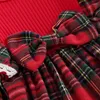 Girl Dresses Christmas Dress For Girls Born Party Long Sleeve Plaid Print Ruffle Headband Infant Baby Clothes