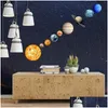 벽 장식 9pcs/set 9 행성 태양계 형광성 스틱 우주 은하 어린이 방 침실 광석 스티커 220613 드롭 DHXBV