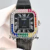 TWF TW0018 Paved Diamonds M8215 Автоматические мужские часы 40 -миллиметровые радуги с большим алмазом белый циферблат римские маркеры кожа