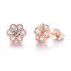 Boucles d'oreilles fleur romantique pour femmes cristal petite oreille mignonne bijoux accessoires adolescentes mode bijoux E134