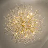 Lampes suspendues 2023 design lustre rond en cristal lumière LED pour salle à manger salon décor couleur argent/or avec ampoule