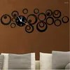 Horloges murales Horloge 3D Autocollant Quartz Europe Design Reloj De Pared Grand Décoratif DIY Acrylique Miroir Salon