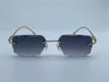 sunglasses vintage 563591 men design frameless cut lenses square shape retro glasses UV400 eyewear gold light color lenses235B