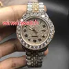 Full iced out two tone watch men's automatic diamonds rose gold watches 40mm diamonds dial works smooth hands wristwatch new 340q