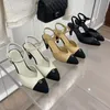 2022 Designer pointu Toe Catwalk Sandales Femmes Luxe 100% Cuir Noir Blanc Marron Après Strappy Hollow Out Chaussures Ladys Couvert Toe Sexy Shallow Low-Top Sandal