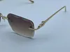 sunglasses vintage 563591 men design frameless cut lenses square shape retro glasses UV400 eyewear gold light color lenses235B