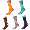 Heren sokken 5pairs gestreepte groot grootte katoen herfst winter dik sectie deodorant mannelijke gelukkige sokman