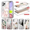 Luxury 3in1 Marble Cases For Iphone 11 12 13 14 Pro Max Three Layer Heavy Duty Protection Transparent Clear Cover For Samsung S22 Ultra S21 FE Note 20